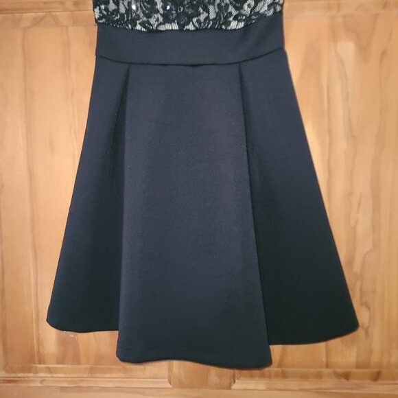 Windsor Black Shimmery Floral Lace Top Mini Dress - Picture 3 of 6